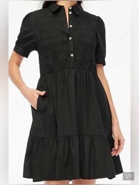 J.Crew Black Smocked Shirtdress Sz XXL